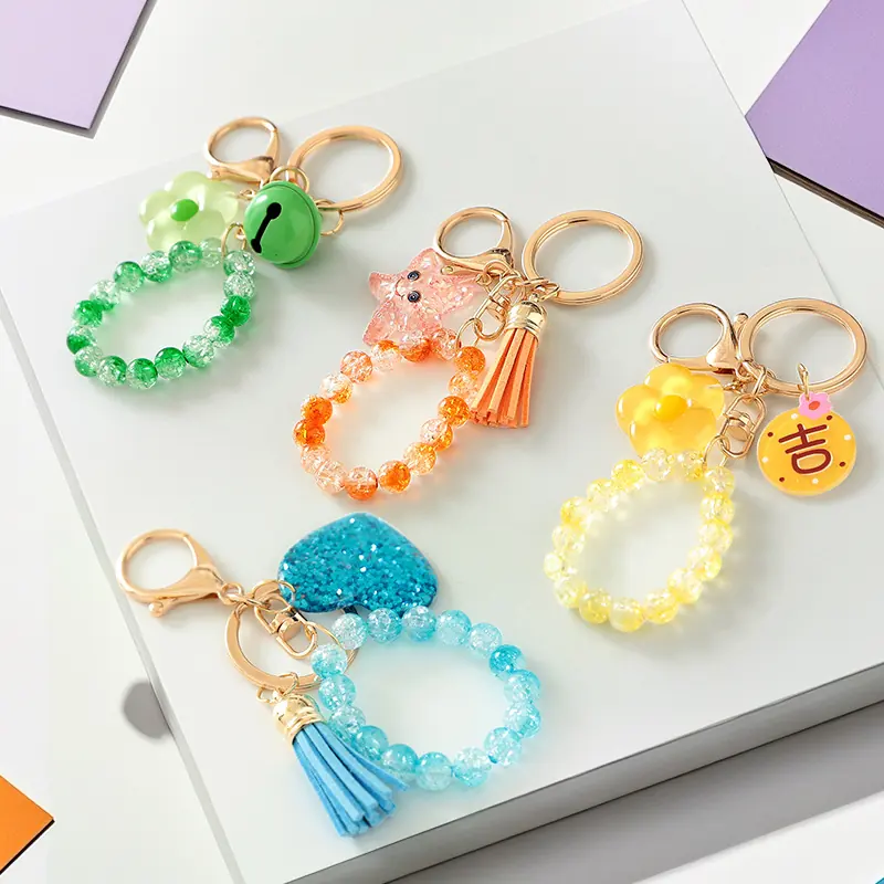 Bear Pentagram Acrylic Earphone Set Key Holder Colorful Metal Bag Charm
