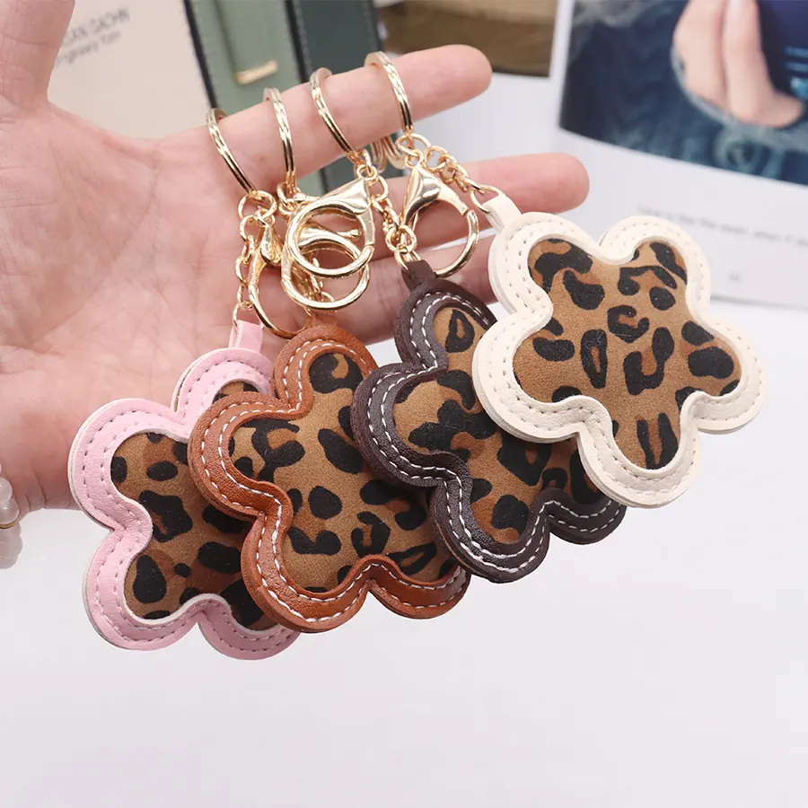 Leopard-print Colorway Floral Handbag Key Holder Coordinates Car Keychain