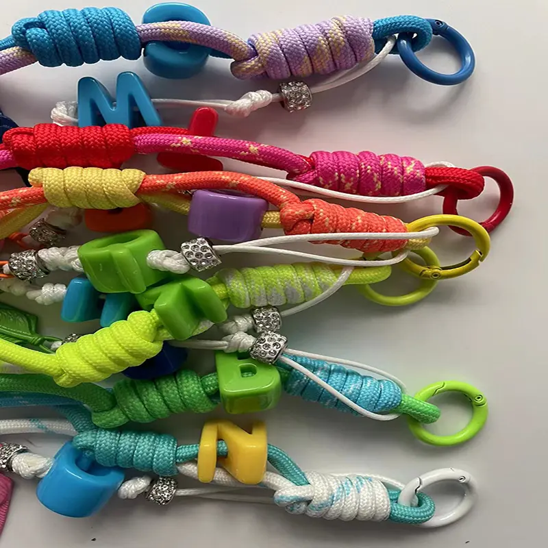 Bohemian Colorful Paracord Handmade Knot Braided Beaded Tassel Keychain